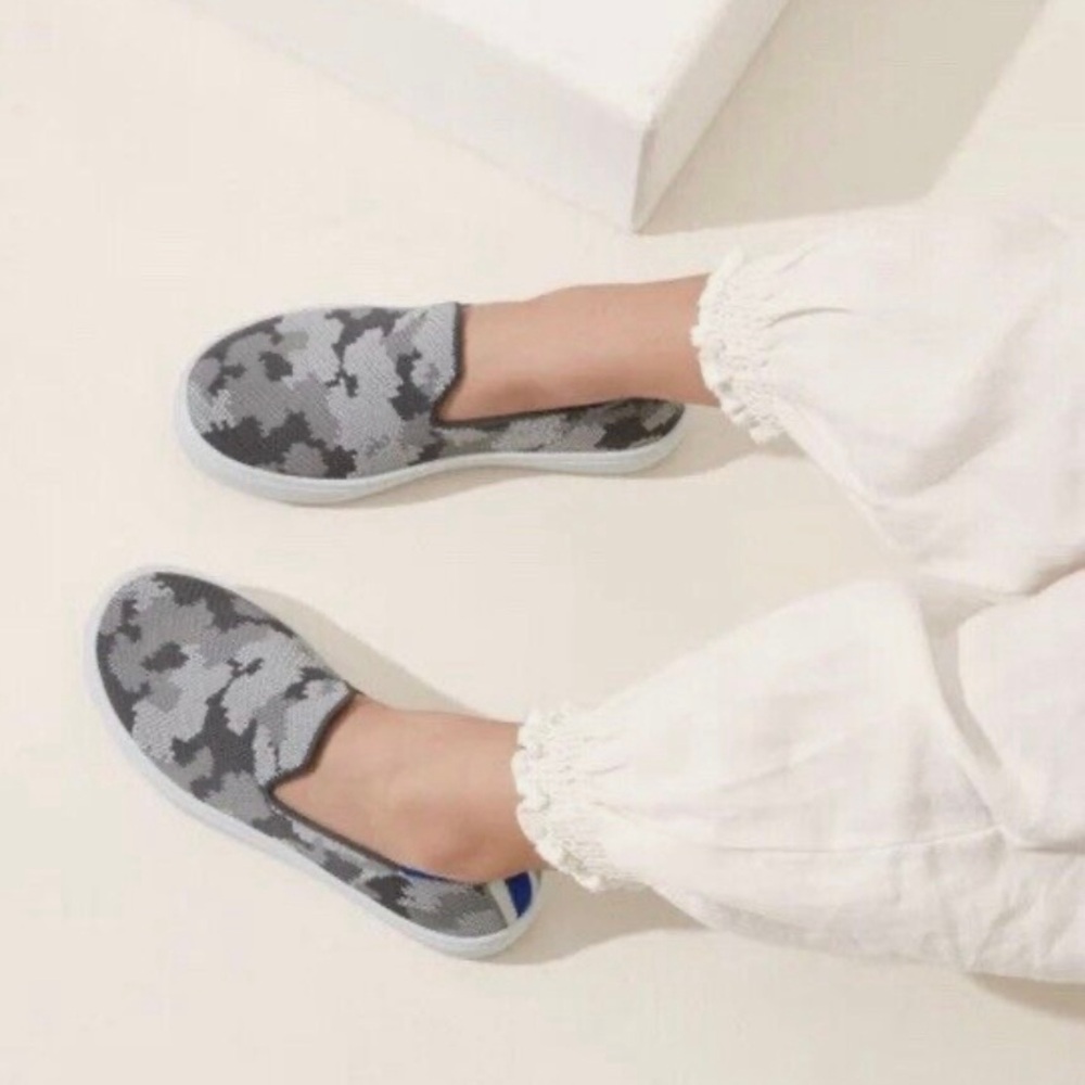 Rothy's Grey Camo Cameo Camouflage Slip On Sneakers Size 4